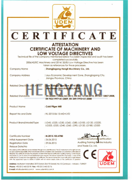 Çin Zhangjiagang Hengli Technology Co.,Ltd Sertifikalar